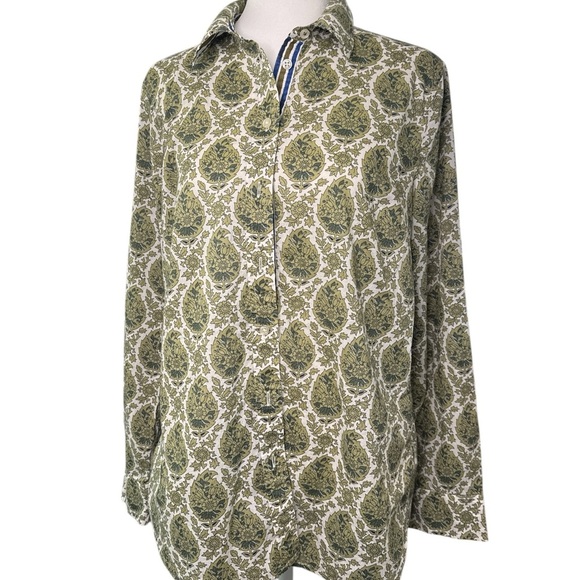 Talbots Tops - Talbots Green and White Paisley Casual Shirt